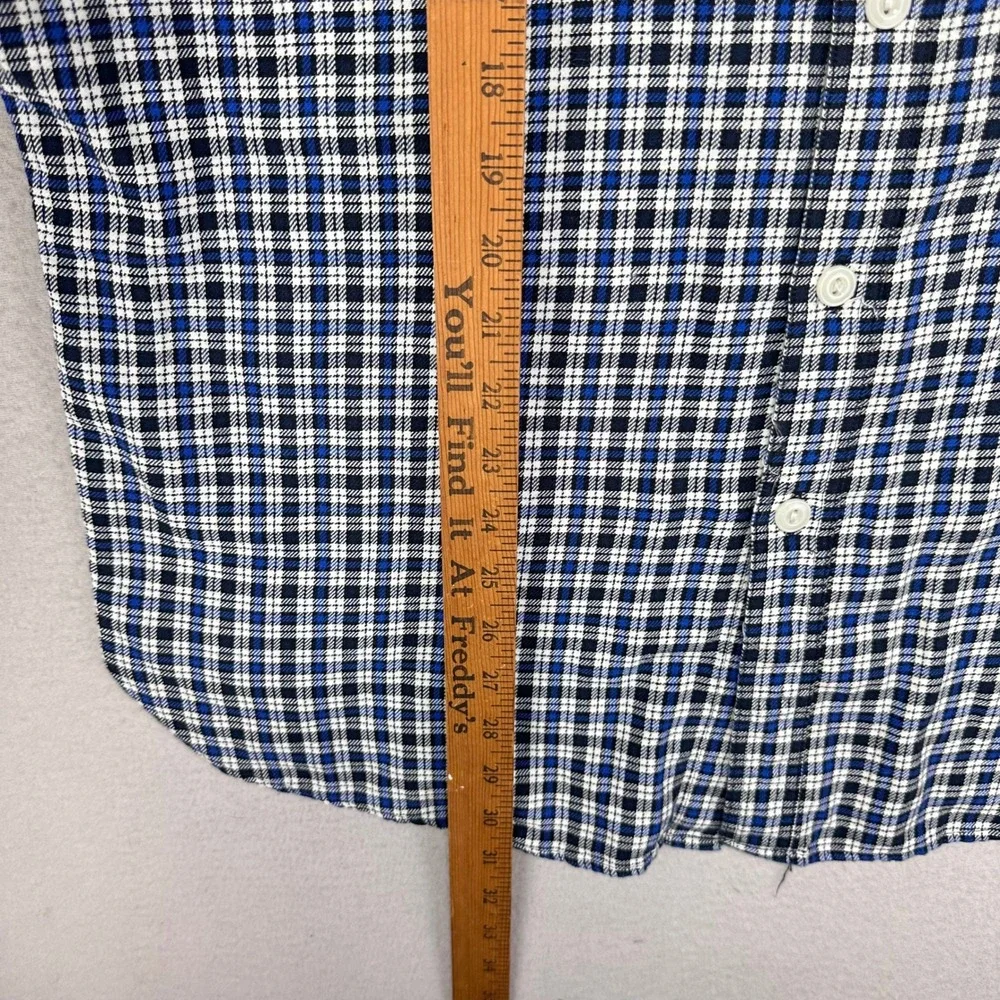 J.Crew Workshirt Mens XL Blue Windowpane Plaid Long Sleeve Flannel Button‎ Up